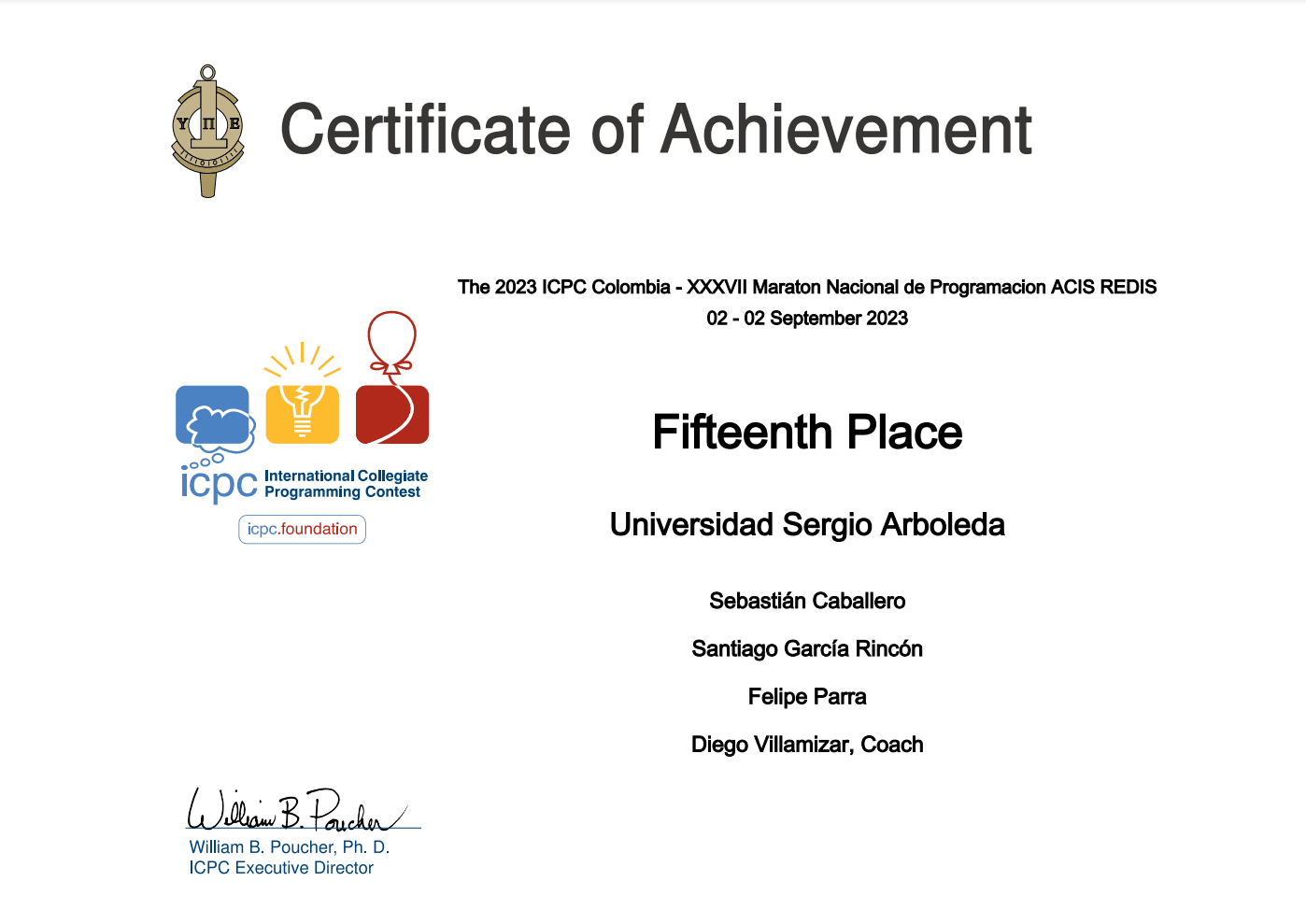 15° Fifteenth Place - ICPC Colombia Programming Contest 2023